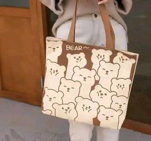 Cute Bear Print Tote Bag