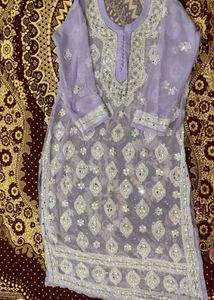 Lavender Chikankari Kurti
