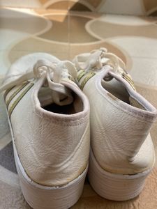 White &amp; Gold Casual Shoes