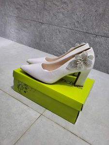 White Glitter Heels