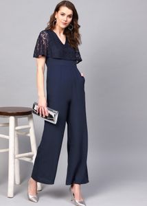 SASSAFRAS Solid Navy Blue Jumpsuit
