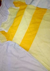 Yellow Striped Cold Shoulder Dress