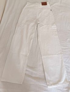 White Wide Leg Cargo Pants