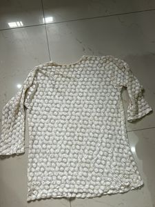 Net Off White Flower Top