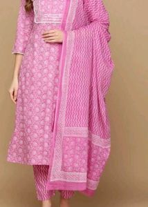 Pink Printed Kurta Set with Dupatta