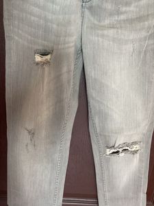 Grey Mid-rise Skinny Fit Denim