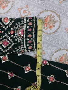 Dark Green Kurta With Plazo And Dupatta
