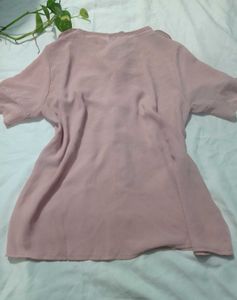 Pink Ruffle Bow Blouse