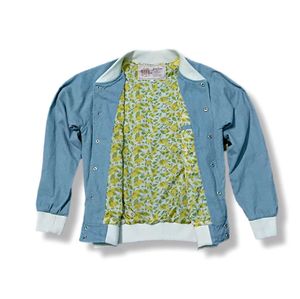 Vintage Sky Blue Varsity Bomber Jacket