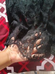 Imported Black Maxi Dress With Net Fabric