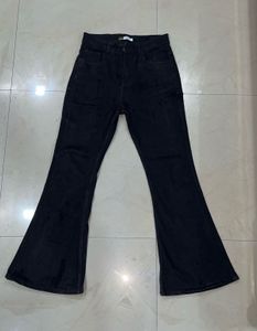 Flared Black Denim Jeans