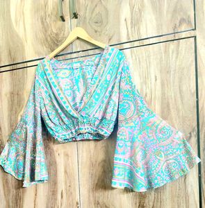 Art Silk Printed Crop Top Size-34-36