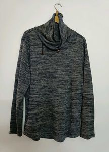 Men’s Heathered Navy Cowl Neck Pullover by E.T.A