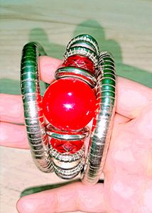 Red Bead Bangle Bracelet