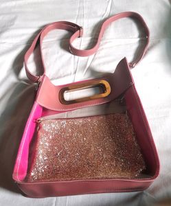 Pink Nude Transparent Sparkling Women Slingbags 👜