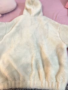Cozy White Hooded Fleece Jacket