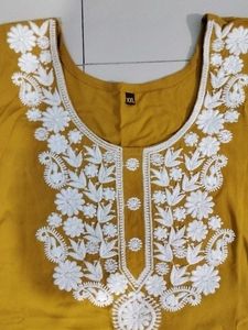 Mustard Yellow Chikankari Kurta