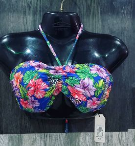 Blue Floral print Bikini Top