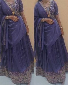 Elegant Purple Full Flared Lehenga Choli Set
