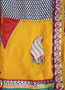 Indian Sari - Yellow, Red, &amp; White
