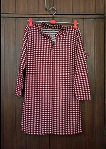 Red & White Warm Checkered Tunic Top