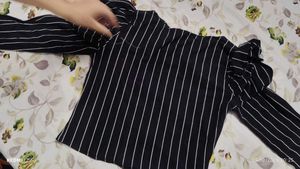 Striped Puff Sleeve Top