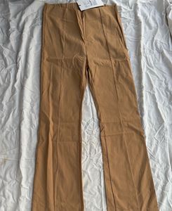 New With Tag Beige Stylish Split Hem Trousers