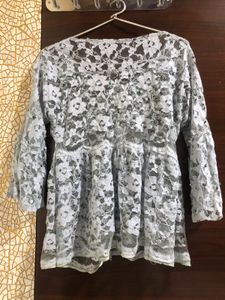 Blue Lace Detail Top
