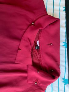 Red Asymmetrical Tunic Top