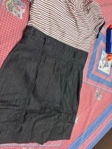 Striped &amp; Denim Style Dress