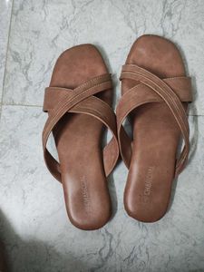 Charcoal Brown Crisscross Flats