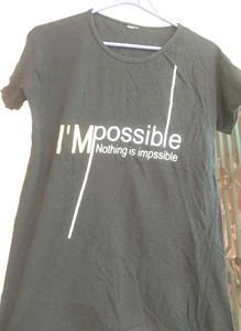 Black T Shirt With "Impossible" Graphics