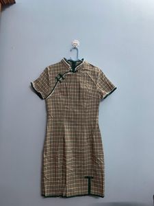 Vintage Inspired Plaid Cheongsam Dress