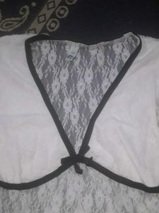 White Lace Top with Black Trim