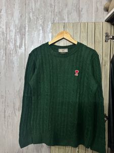 AMI Paris Green Knit Sweater