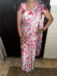Satin saree with blouse