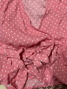 Pink Polka Dots Wrap Around Peplum Top Harpa Retro