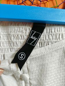 White Full Sleeves Printed Top