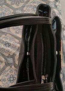 Black Croc-Embossed Tote Bag