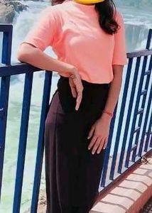 Peach Top and Black Pants