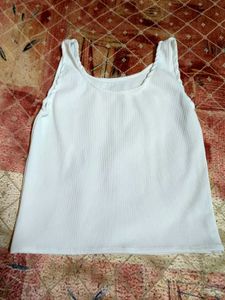Basic White Ribbed Tank Top | Stretchable