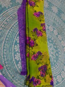 green 💚 saare with blouse