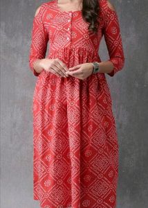 Anouk Red Bandhani A-line Kurti
