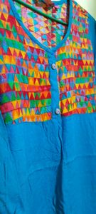 Multi Color Phulkari Daily Wear Rayon Kurti