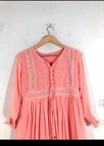 Peach Casual Dress Fully Lined