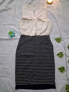 white w/ navy blue stripe pencil skirt Dress