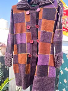 Patchwork Knit Coat
