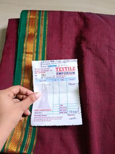 Pure Cotton Maroon Saree 😍