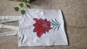 Hand-Painted Floral Tote Bag
