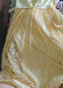 Vintage Yellow Floral Dress Gown